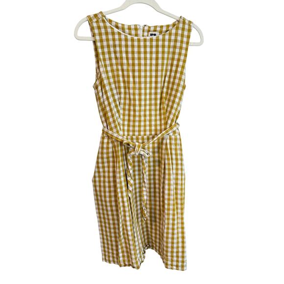Anne Klein Dresses & Skirts - Anne Klein Size 8 Yellow Gingham Dress Waist Tie Feminine Plaid Cottage Core